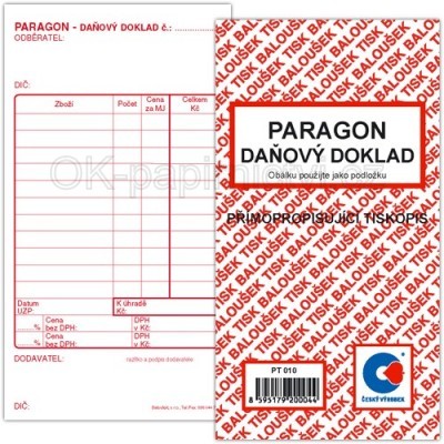 Baloušek paragon daňový doklad samopropis PT010