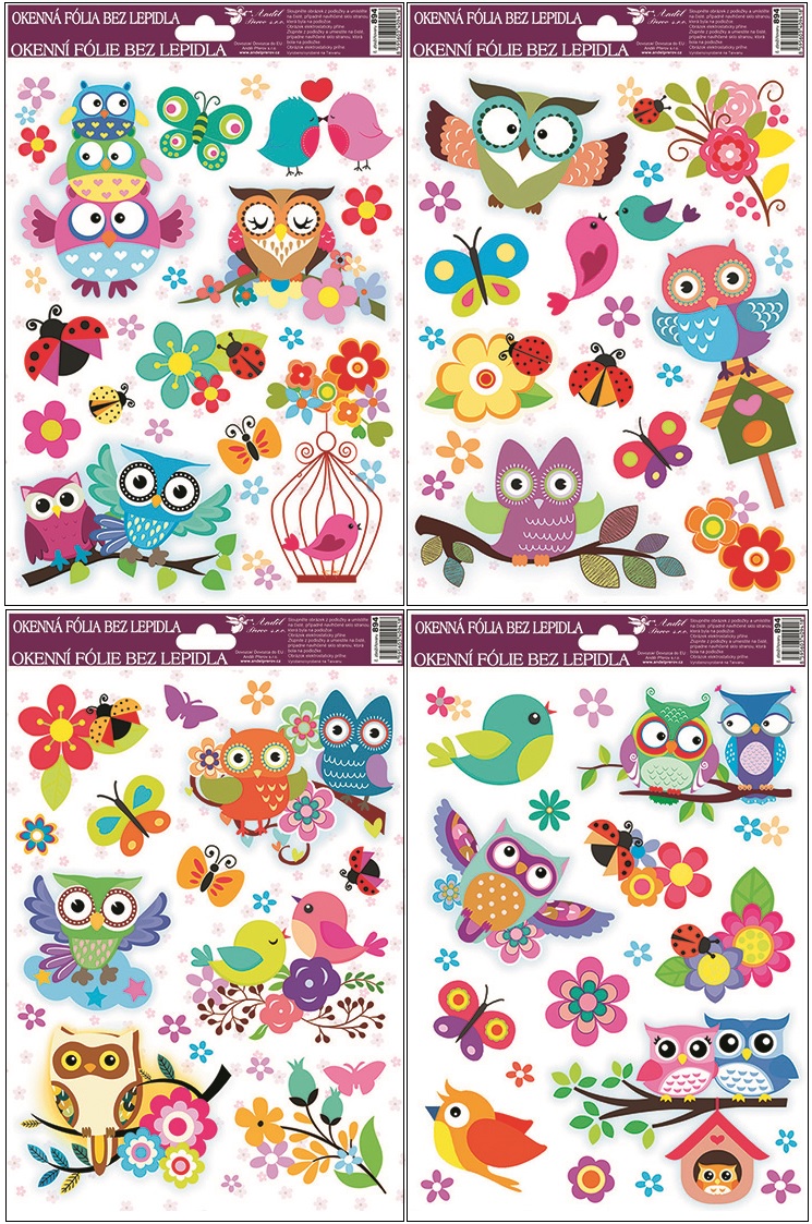 Okenní fólie se sovami 30x20cm