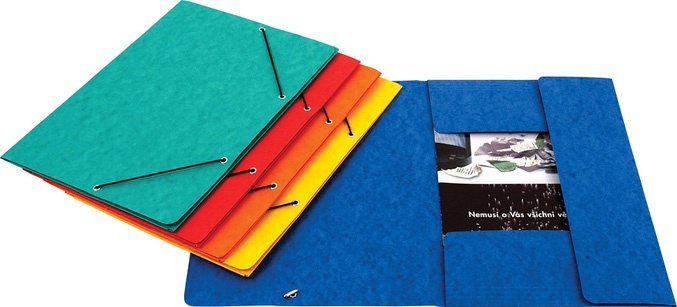 Prešpánová deska A4 žlutá 3 klopy, s gumičkou HIT 253