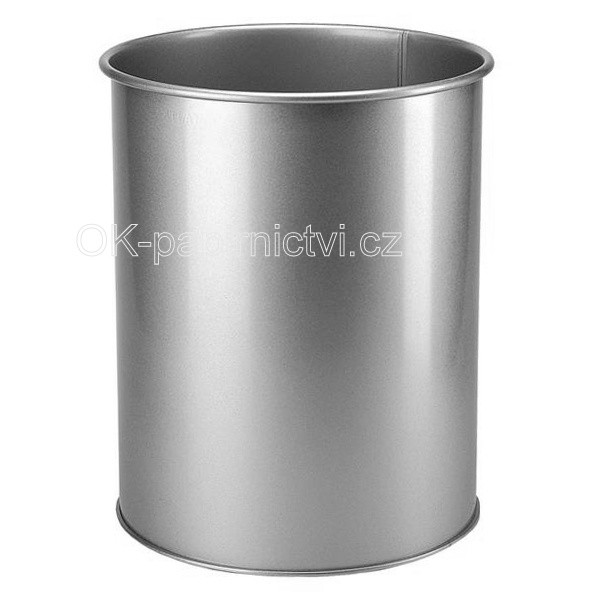 Odpadkový koš kovový stříbrný Smead hladký - 18 l