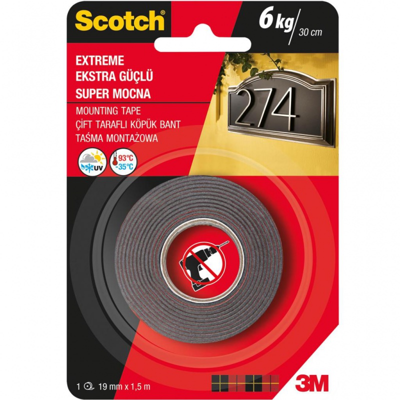Oboustranná lepicí páska pěnová SCOTCH - montážní, supersilná