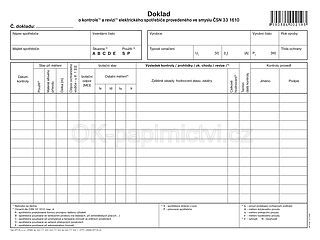 Doklad o kontrole a revizi elektrického spotřebiče OP1219