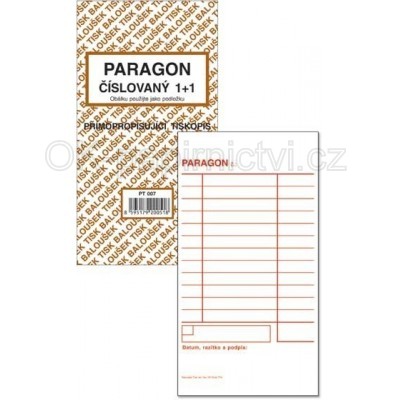 Baloušek paragon číslovaný 1+1 samopropis PT007