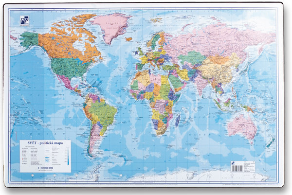 Podložka na stůl - mapa světa, politická