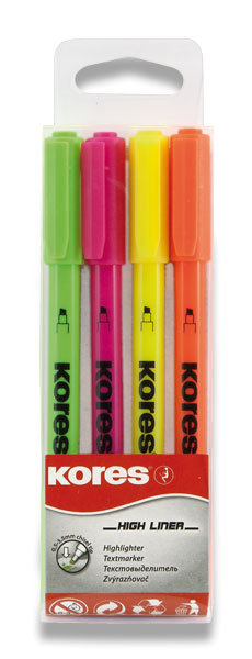 Zvýrazňovače KORES High Liner - 4 kusy