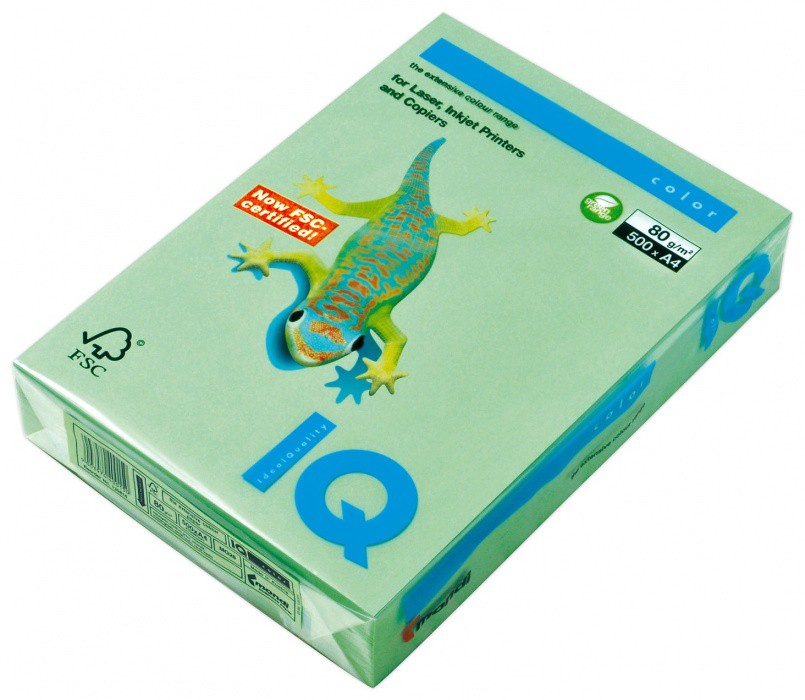 Barevný papír IQ ZR09 - A4 80g středně zelená 500 listů