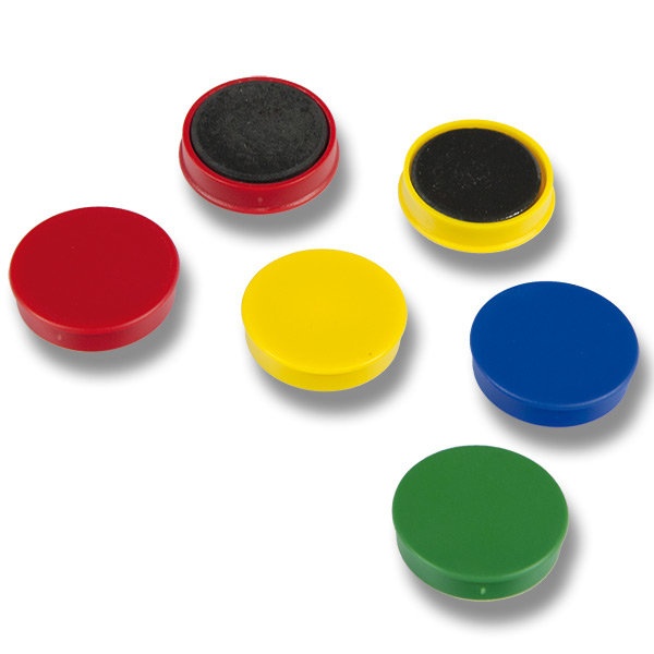 Kulaté magnety 28 mm 6 ks v barevné sadě