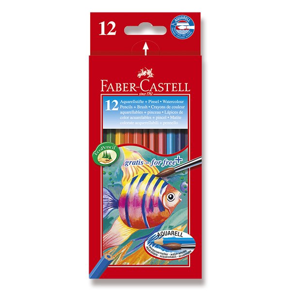 Akvarelové pastelky 12 barev Faber-Castell a štětec