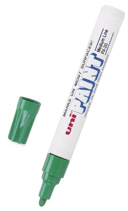 Zelený lakový popisovač UNI Paint Marker PX-20
