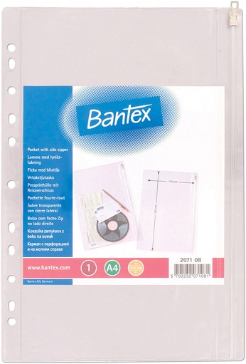Závěsný obal A4 na zip transparentní Bantex