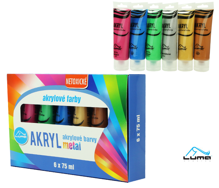 Barvy akrylové sada METAL LUMA 6 barev 75ml