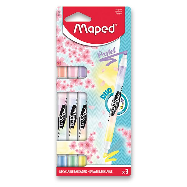 ZVÝRAZŇOVAČ MAPED FLUO PEPS DUO PASTEL - SADA, 3 KS