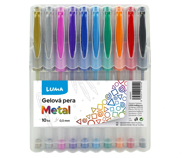 Gelové pero 10 barev METAL, LUMA