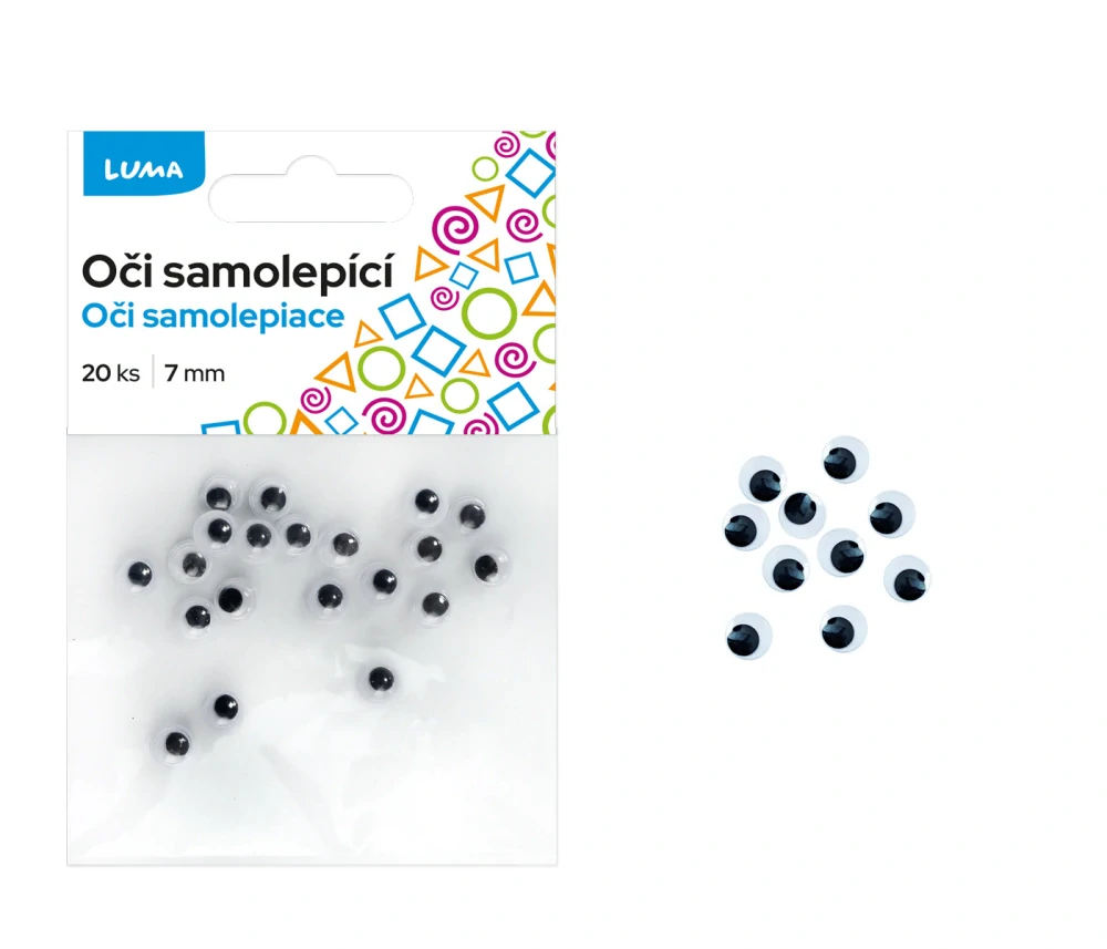 Oči kulaté 7mm, 20ks samolepící LUMA