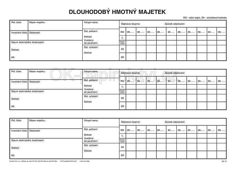 Inventární kniha A4 - OP 1012