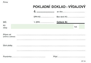Výdajový pokladní doklad OP1069 výdajový s DPH