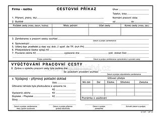 Cestovní příkaz OP1051, A5, nepropisující
