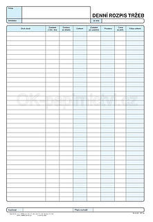 Denní rozpis tržby - OP1054