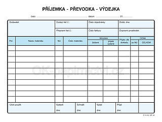 Příjemka, převodka, výdejka OP1042,  A5, 100 listů