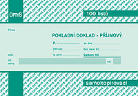 Příjmový pokladní doklad OP1068 jednoduchý A6, s DPH, 100 listů, samopropisovací