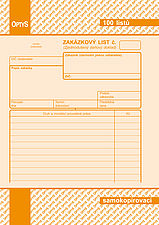 Zakázkový list OP 1085, A5, 100 listů samopropisovací, nečíslovaný