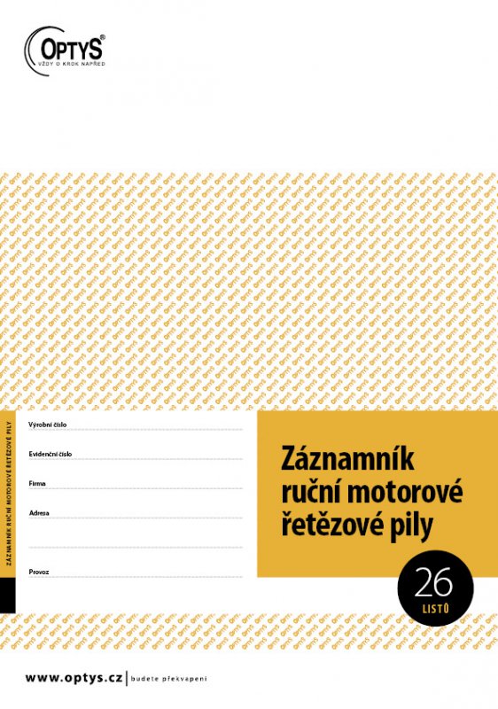Záznamník ruční motorové pily A4, OP1235
