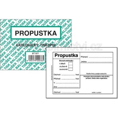 Baloušek propustka A7 ET 077