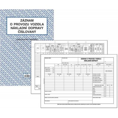 Baloušek Záznam o provozu vozidla Nákladní Dopravy (stazka) číslovaný A4 ET 212