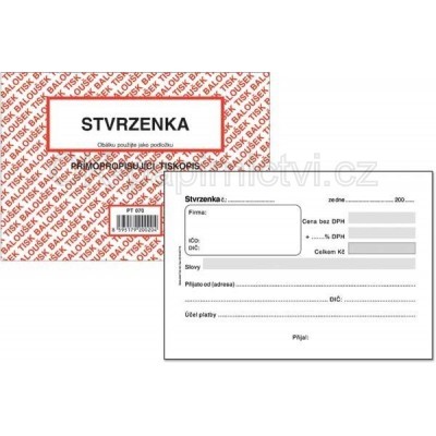 Baloušek stvrzenka A6 samopropis PT070