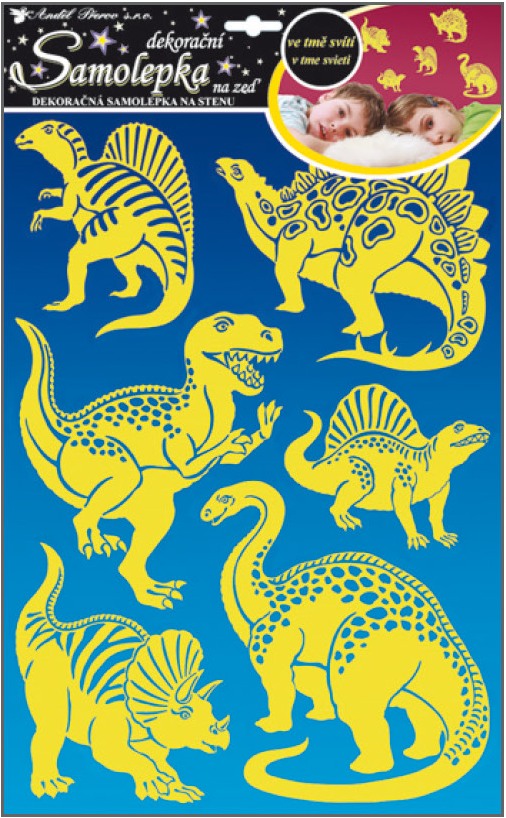 Dekorace na zeď svítící ve tmě - Dinosauři