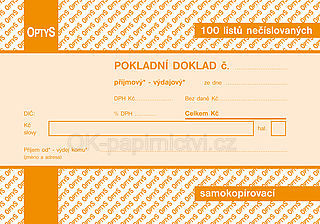 Univerzální pokladní doklad OP1093, A6 100 listů, samopropisovací, nečíslovaný