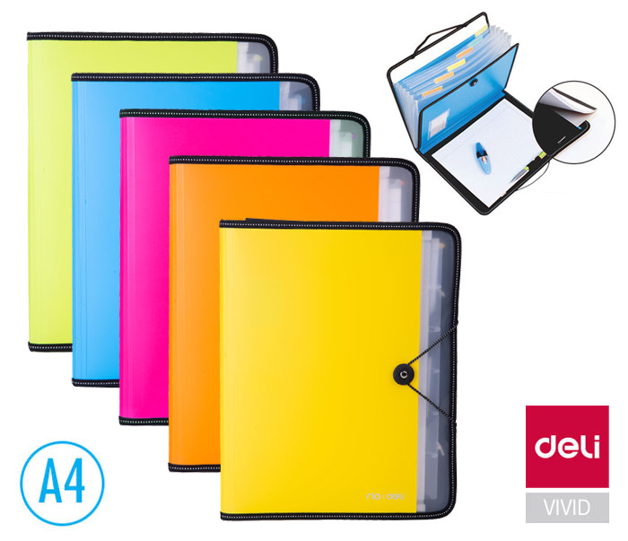 Desky na spisy A4 7 přihrádek + blok DELI E38965