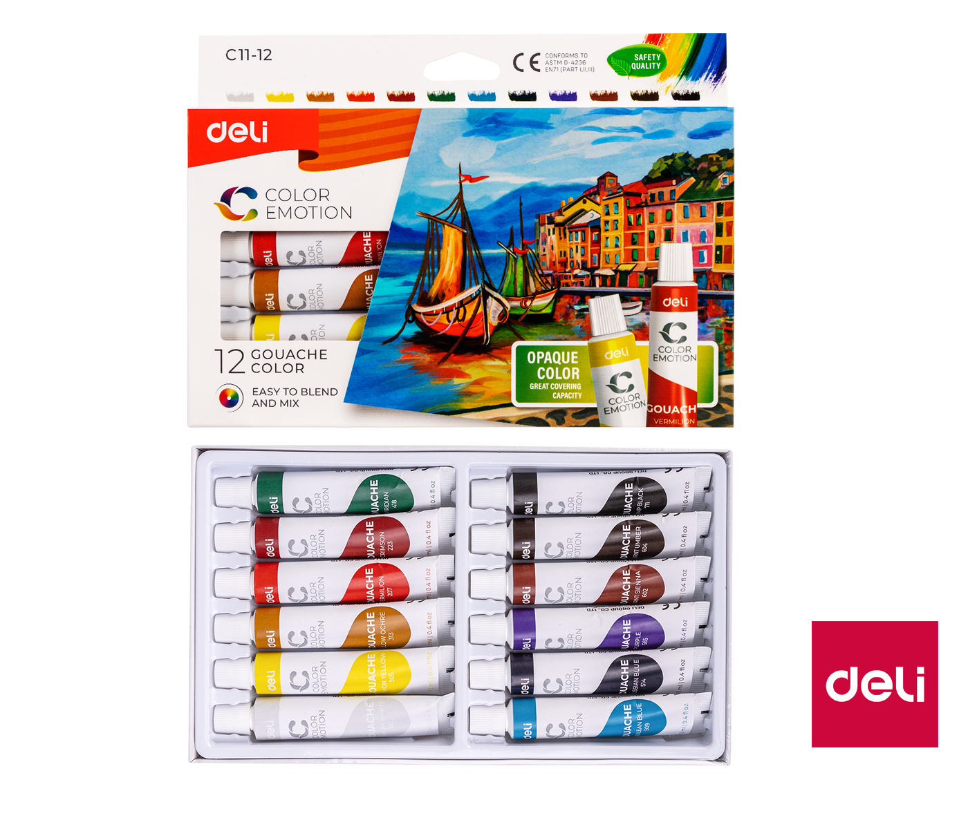 Barvy temperové DELI 12 barev Color Emotion EC11-24