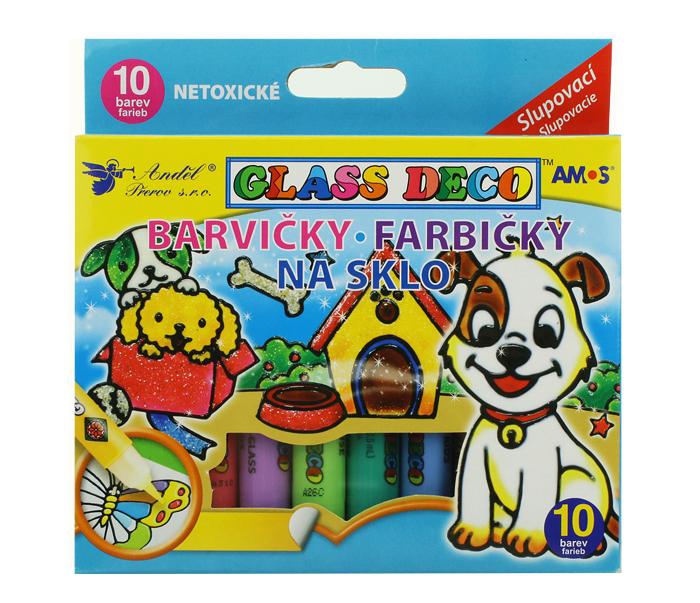 BARVY NA SKLO - SADA 10 KUSŮ, GLASS DECO