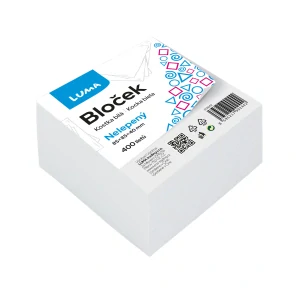 BLOČEK KOSTKA BÍLÁ 85 X 85 X40MM, NELEPENÁ LUMA