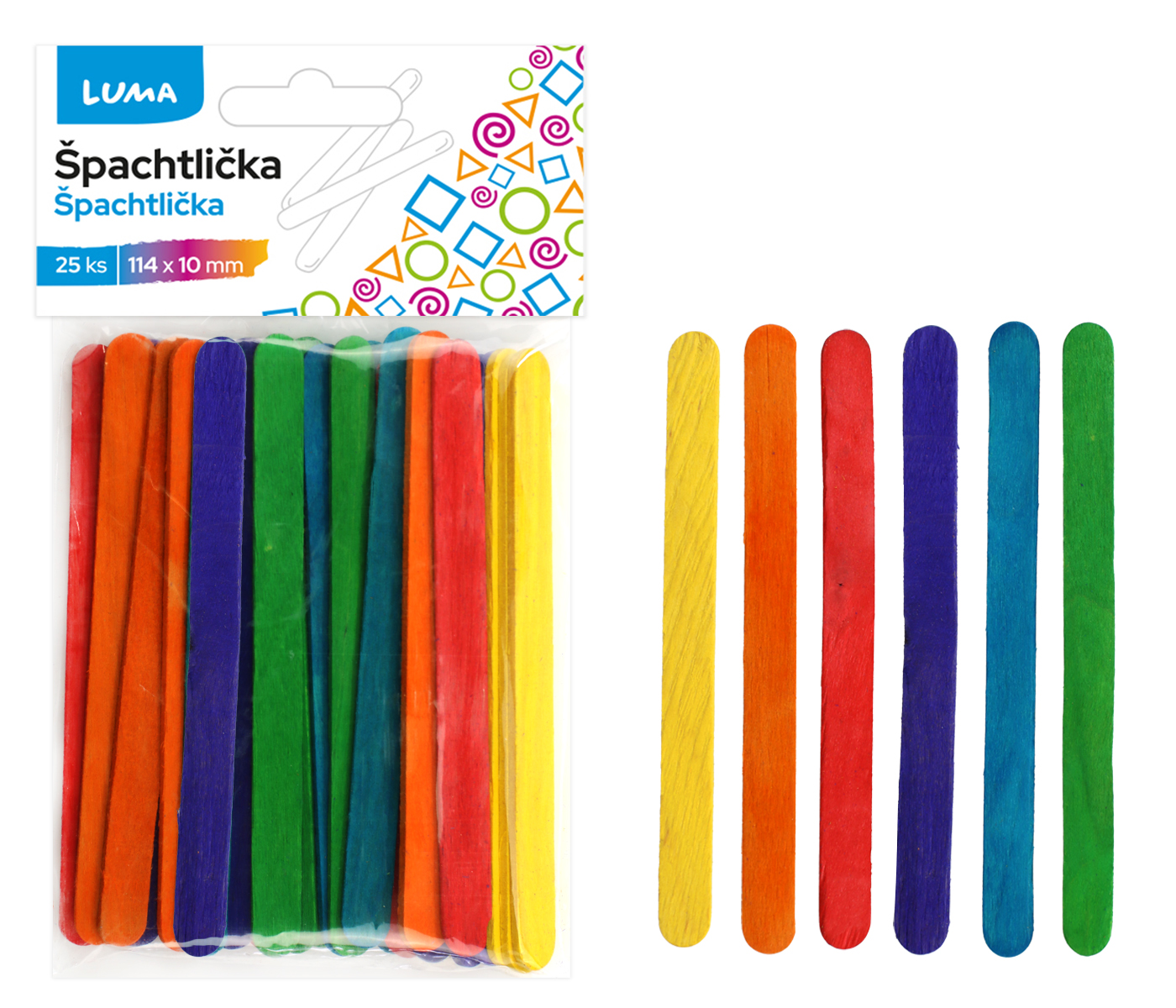 ŠPACHTLIČKA MALÁ BAREVNÁ, 25KS LUMA