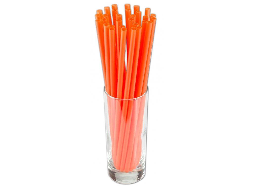 Slámky Jumbo znovu použitelné oranžové 25.5cm 150ks