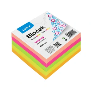 Bloček KOSTKA barevná NEON 85 x 85 x 40mm lepená LUMA