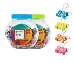 Binder clip 15mm, dóza 50ks, barevné DELI E8557 mix