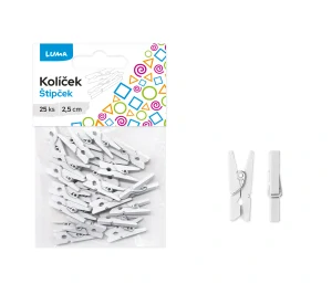 Kolíček 2,5cm bílý, 25ks LUMA