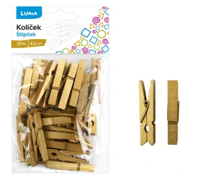 Kolíček 4,5cm zlatý, 25ks LUMA