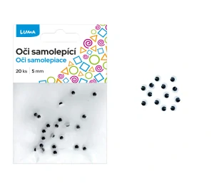 Oči kulaté 5mm, 20ks samolepící LUMA