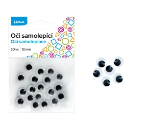 Oči kulaté 12mm, 20ks samolepící LUMA