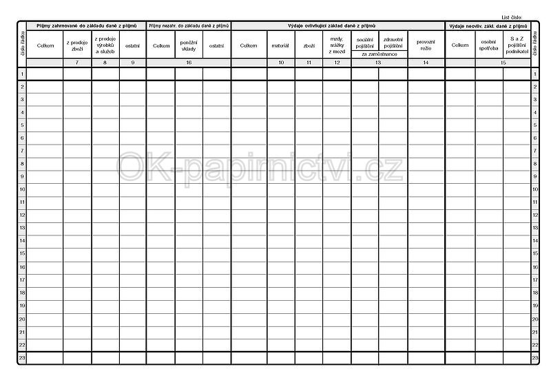 Daňová evidence podrobná pro neplátce DPH - OP1022