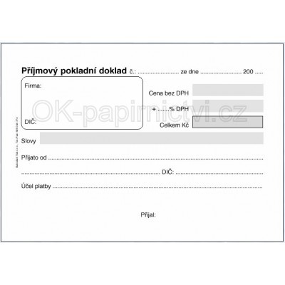 Baloušek příjmový pokladní doklad A6 samopropis PT020