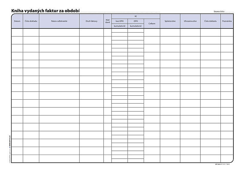 Kniha vydaných faktur - OP1010