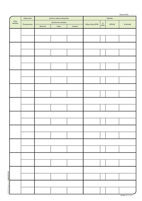 Zakázková kniha - OP1013