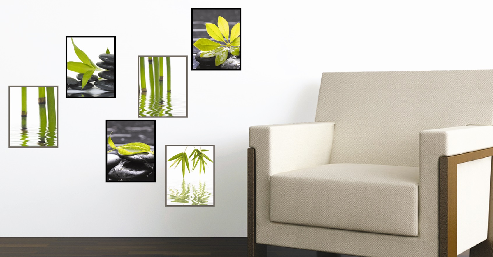 Samolepky na zeď bambus a kameny, 60x30cm