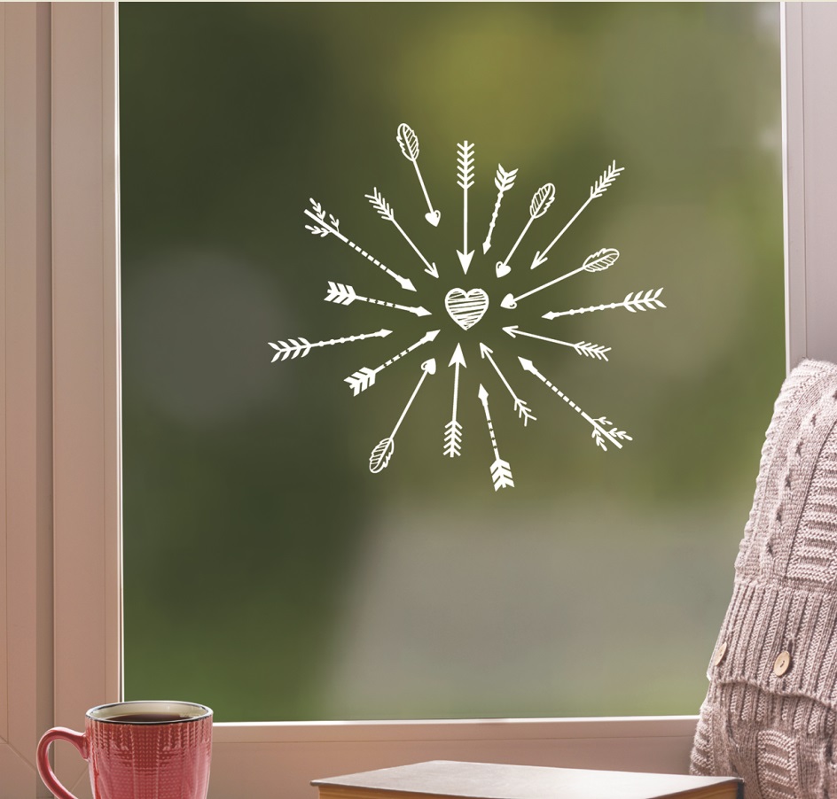 Samolepky na zeď bílé šípy s glitry 24 x 47,5 cm