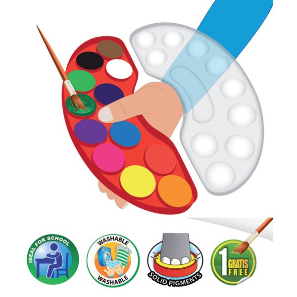 Vodové barvy 12 barev 25 mm Kores Akuarellas